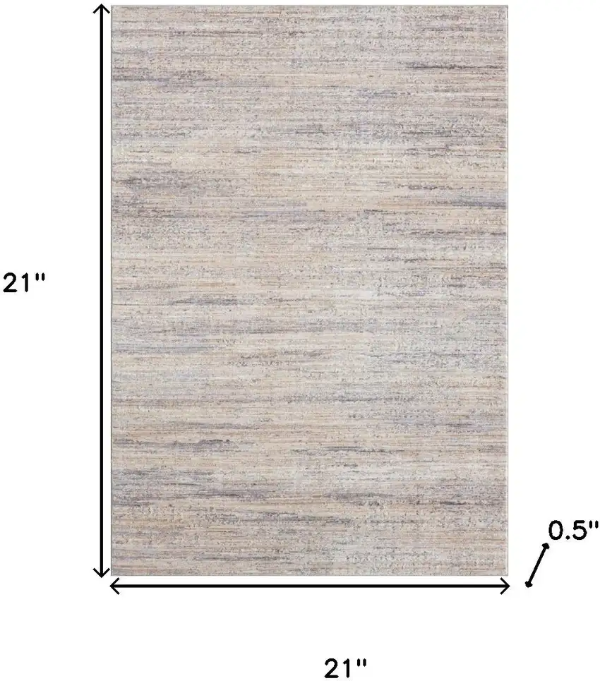 Beige And Gray Striped Square Rug Photo 3