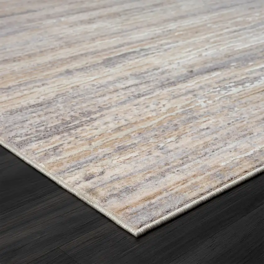 Beige And Gray Striped Square Rug Photo 8