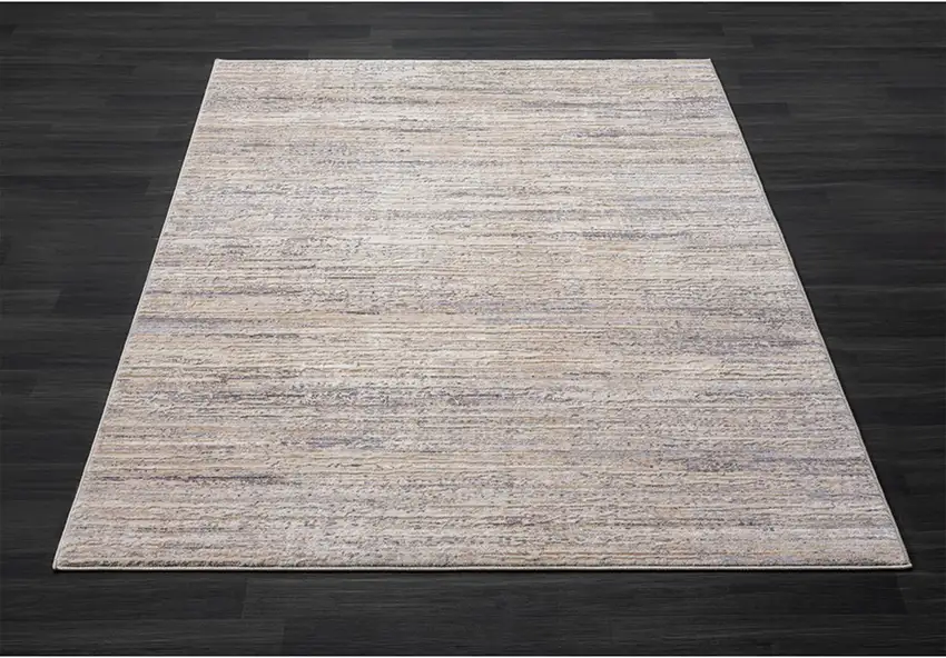 Beige And Gray Striped Square Rug Photo 7