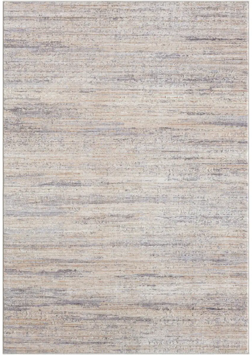 Beige And Gray Striped Square Rug Photo 2