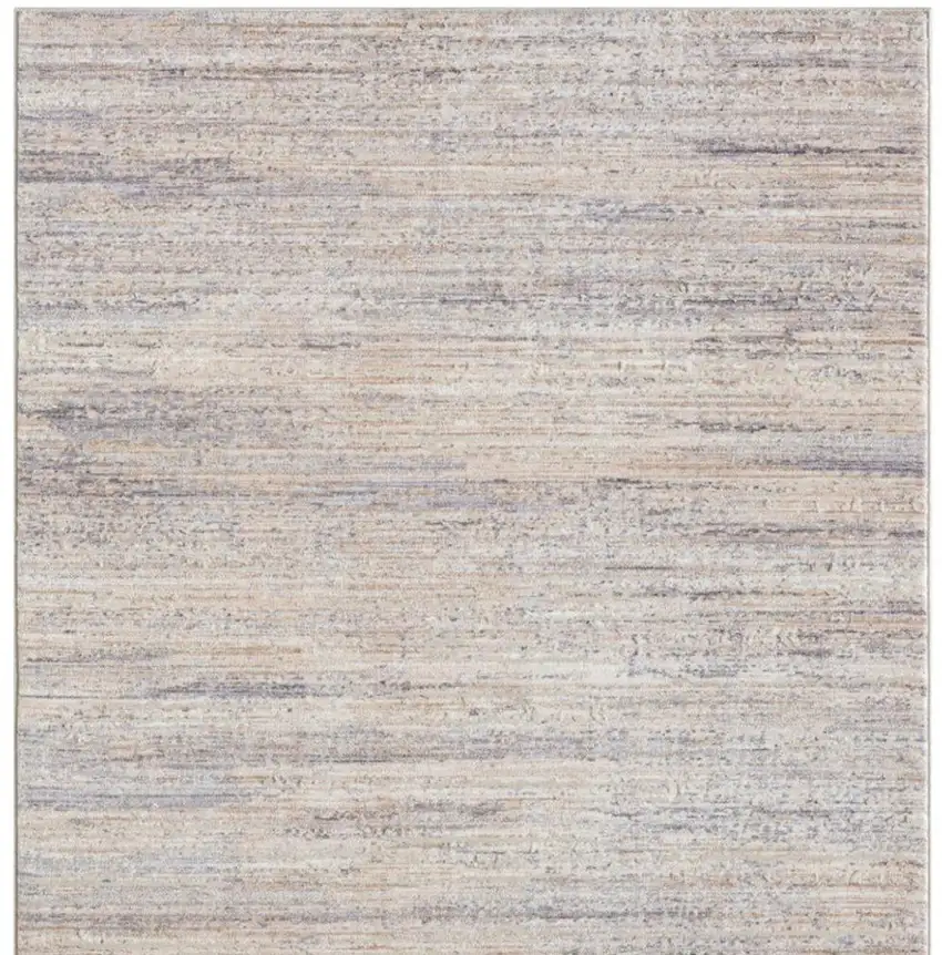 Beige And Gray Striped Square Rug Photo 5