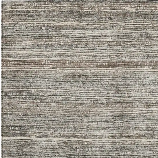 Beige And Gray Striped Washable Indoor Outdoor Area Rug Photo 3