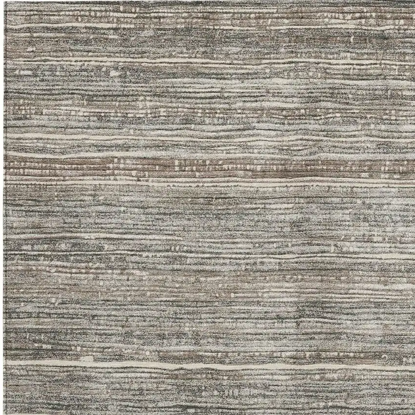 Beige And Gray Striped Washable Indoor Outdoor Area Rug Photo 3