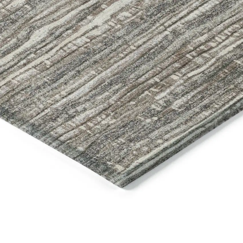 Beige And Gray Striped Washable Indoor Outdoor Area Rug Photo 6