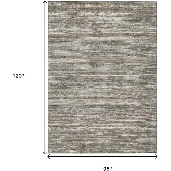 Beige And Gray Striped Washable Indoor Outdoor Area Rug Photo 9