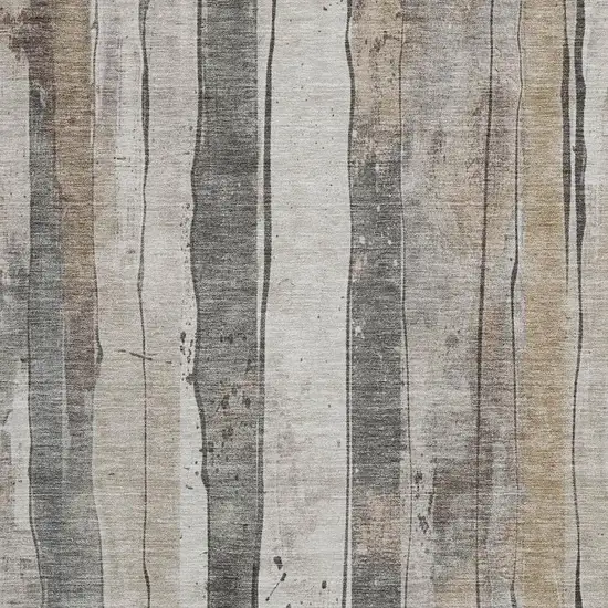 Beige And Gray Striped Washable Indoor Outdoor Area Rug Photo 3
