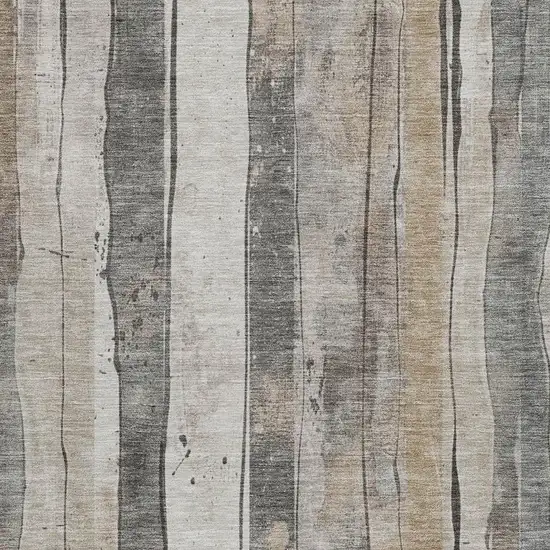 Beige And Gray Striped Washable Indoor Outdoor Area Rug Photo 3