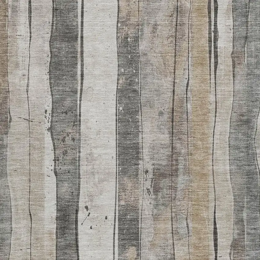 Beige And Gray Striped Washable Indoor Outdoor Area Rug Photo 3