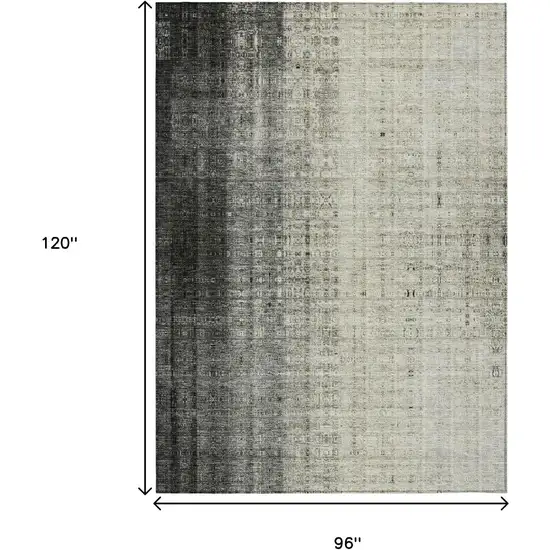 Beige And Gray Striped Washable Indoor Outdoor Area Rug Photo 3