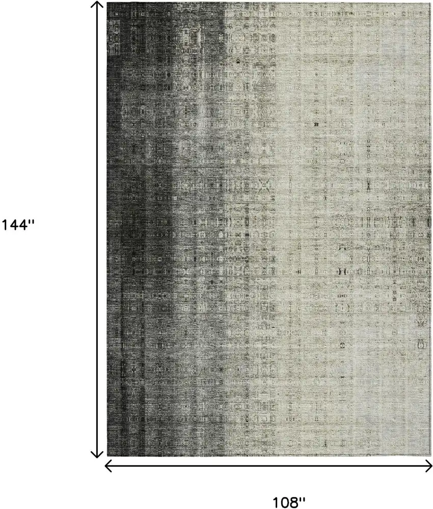 Beige And Gray Striped Washable Indoor Outdoor Area Rug Photo 3