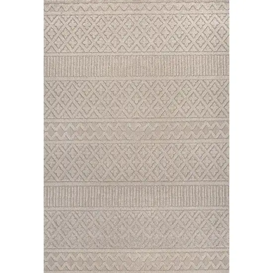Beige And Gray Trellis Indoor Outdoor Area Rug Photo 2