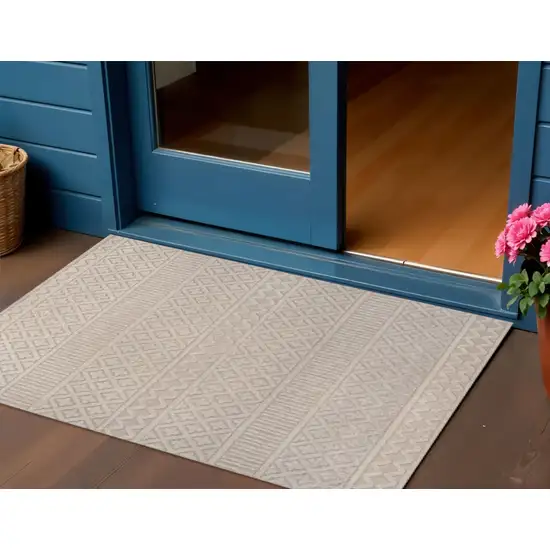 Beige And Gray Trellis Indoor Outdoor Area Rug Photo 1