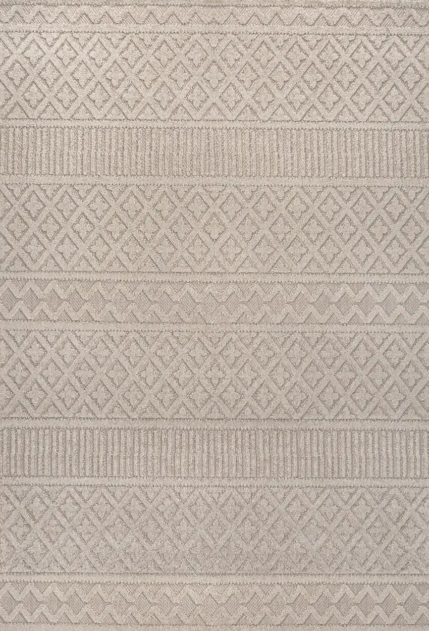 Beige And Gray Trellis Indoor Outdoor Area Rug Photo 1