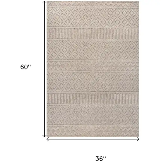 Beige And Gray Trellis Indoor Outdoor Area Rug Photo 4
