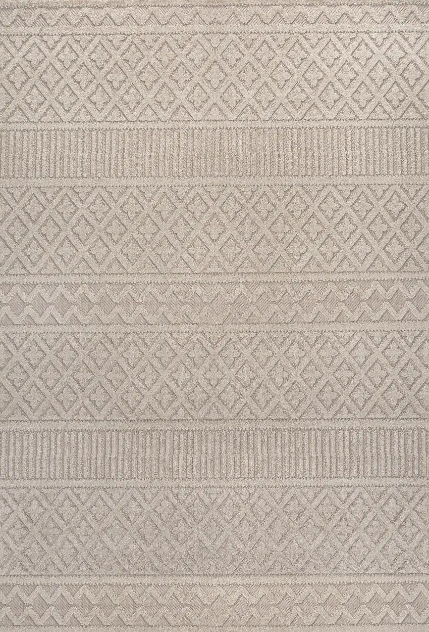 Beige And Gray Trellis Indoor Outdoor Area Rug Photo 2