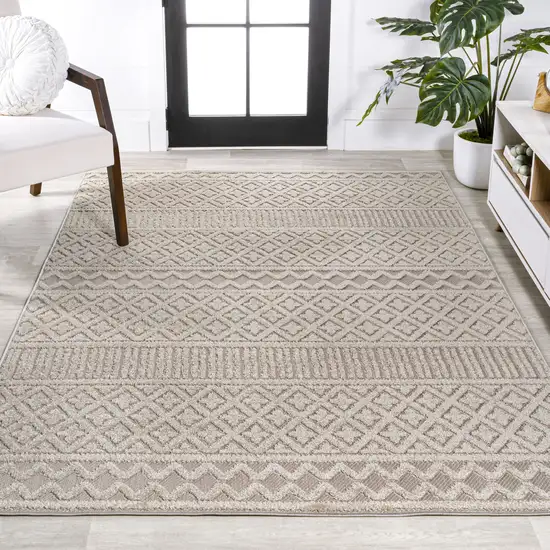 Beige And Gray Trellis Indoor Outdoor Area Rug Photo 5