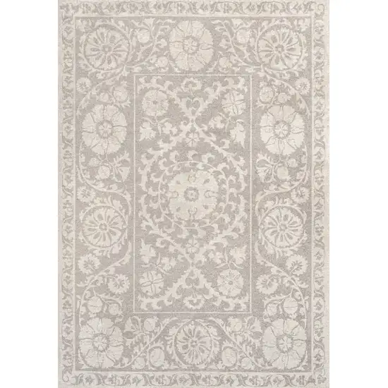 Beige And Gray Tribal Washable Area Rug With UV Protection Photo 4