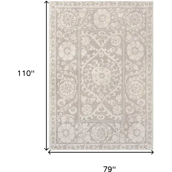 Beige And Gray Tribal Washable Area Rug With UV Protection Photo 6