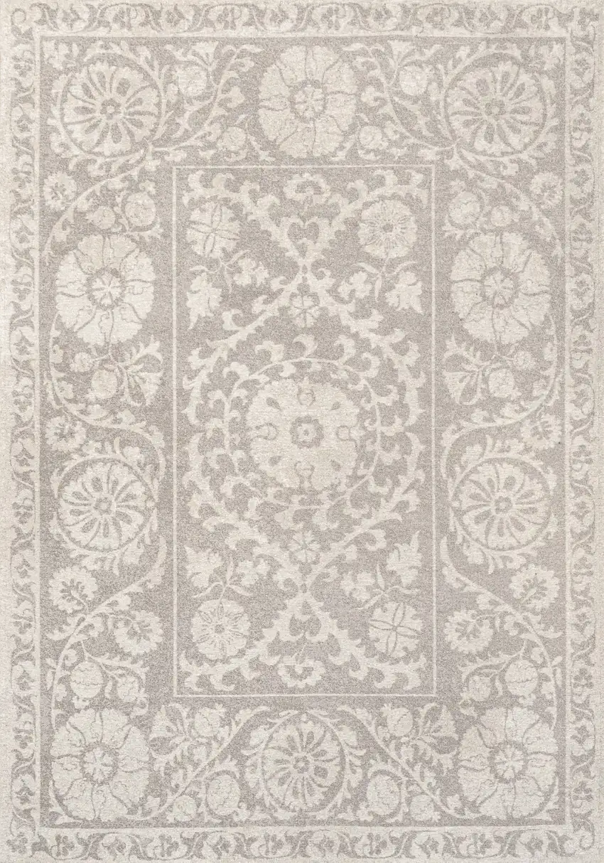 Beige And Gray Tribal Washable Area Rug With UV Protection Photo 2