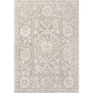 Photo of Beige And Gray Tribal Washable Area Rug With UV Protection
