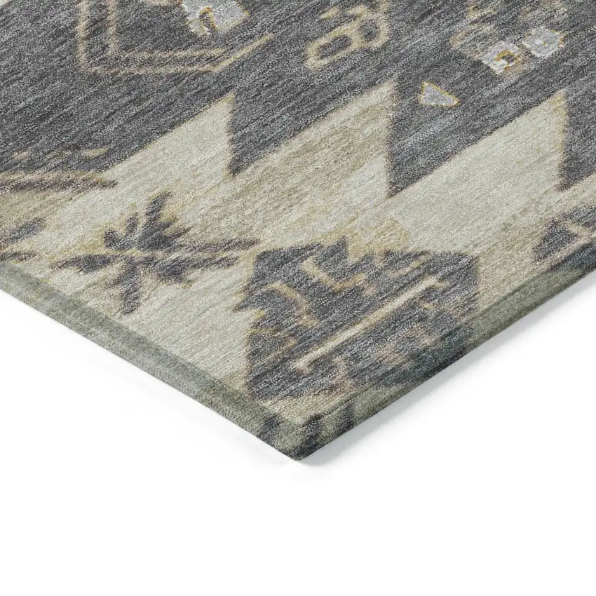 Beige And Gray Tribal Washable Indoor Outdoor Area Rug Photo 6