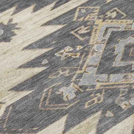 Beige And Gray Tribal Washable Indoor Outdoor Area Rug Photo 8