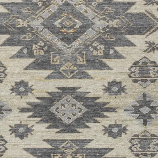 Beige And Gray Tribal Washable Indoor Outdoor Area Rug Photo 3
