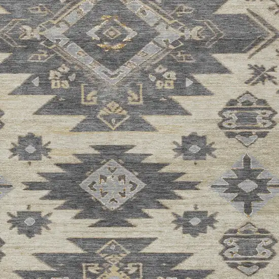 Beige And Gray Tribal Washable Indoor Outdoor Area Rug Photo 3