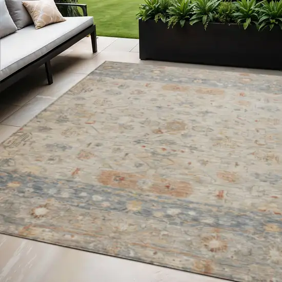 Beige And Gray Tribal Washable Indoor Outdoor Area Rug Photo 1