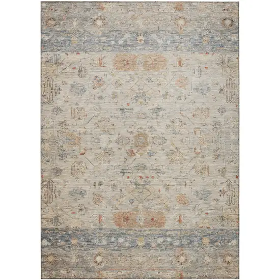Beige And Gray Tribal Washable Indoor Outdoor Area Rug Photo 2