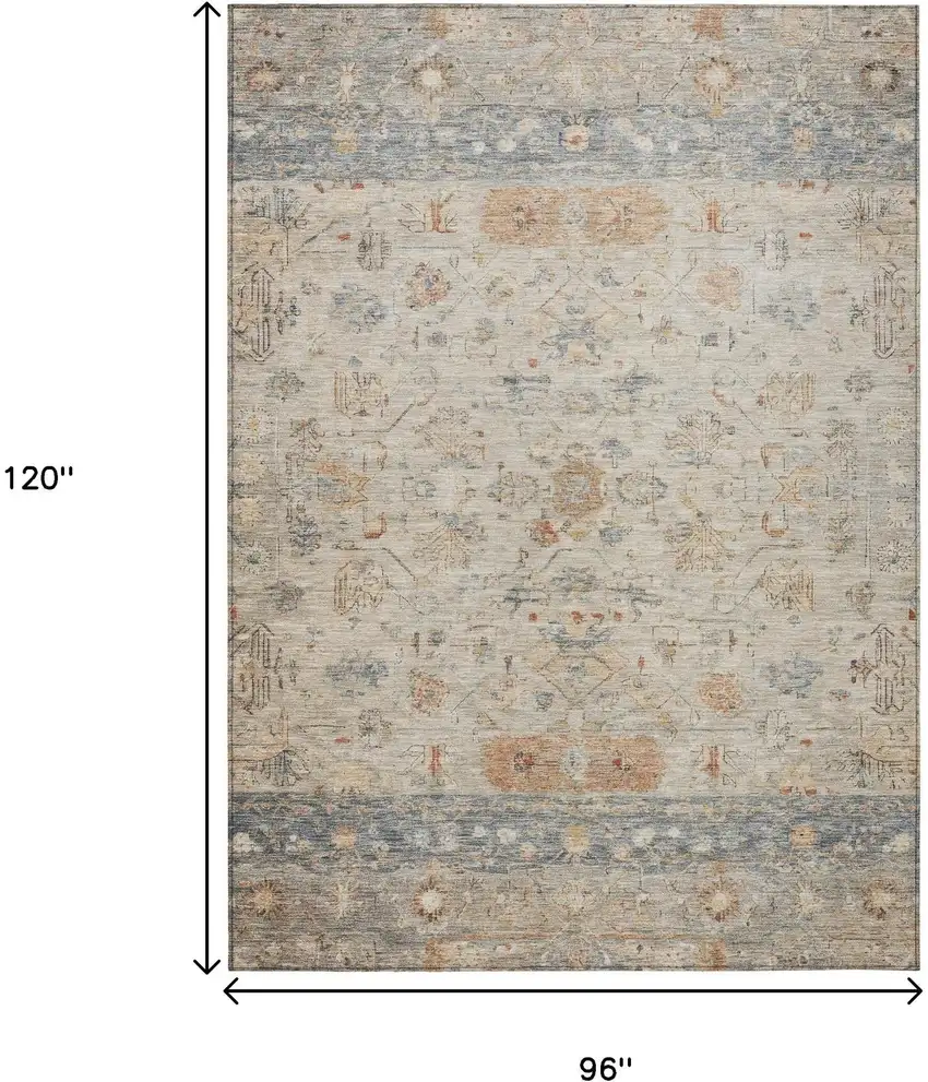 Beige And Gray Tribal Washable Indoor Outdoor Area Rug Photo 3