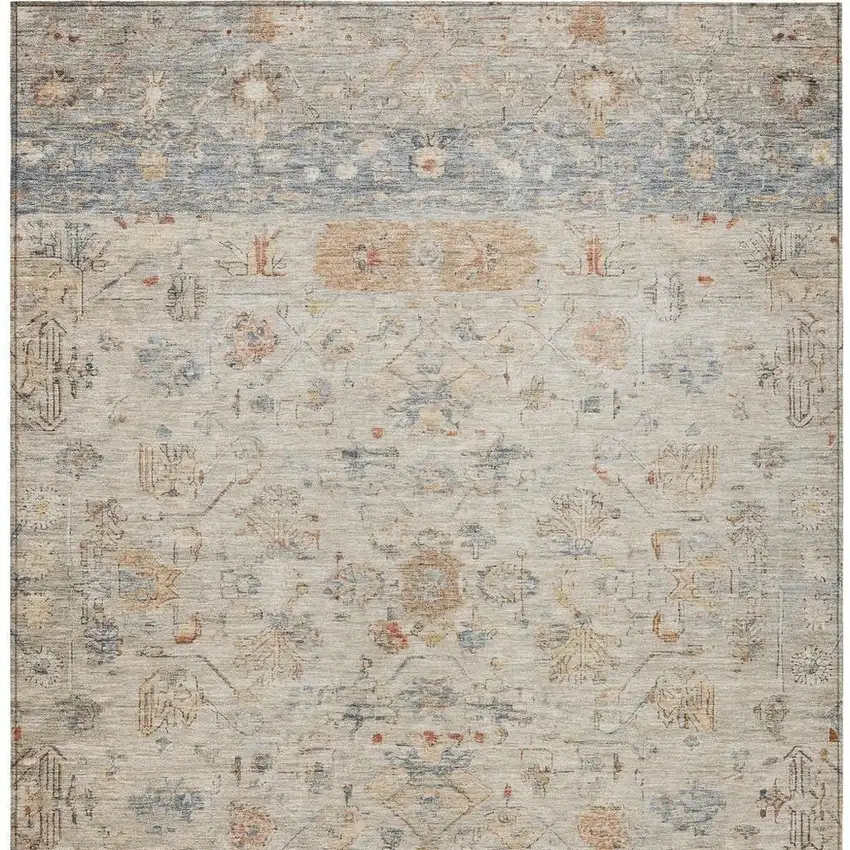 Beige And Gray Tribal Washable Indoor Outdoor Area Rug Photo 5