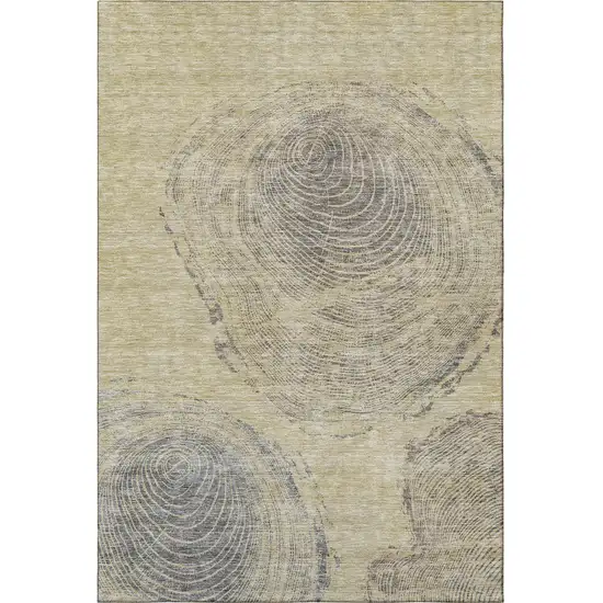 Beige And Gray Woodland Lodge Washable Area Rug With UV Protection Photo 2