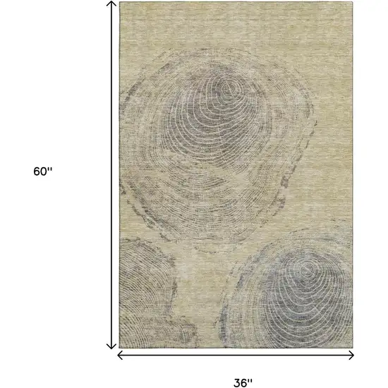 Beige And Gray Woodland Lodge Washable Area Rug With UV Protection Photo 9