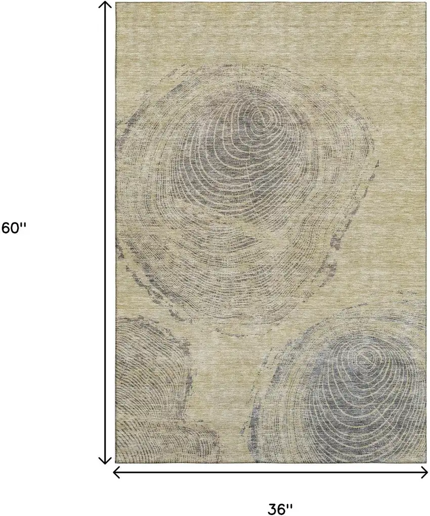 Beige And Gray Woodland Lodge Washable Area Rug With UV Protection Photo 9