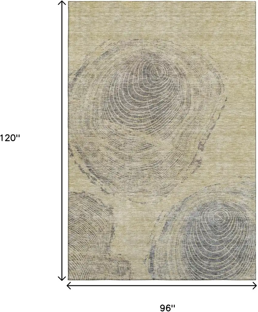 Beige And Gray Woodland Lodge Washable Area Rug With UV Protection Photo 3