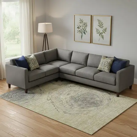 Beige And Gray Woodland Lodge Washable Area Rug With UV Protection Photo 1