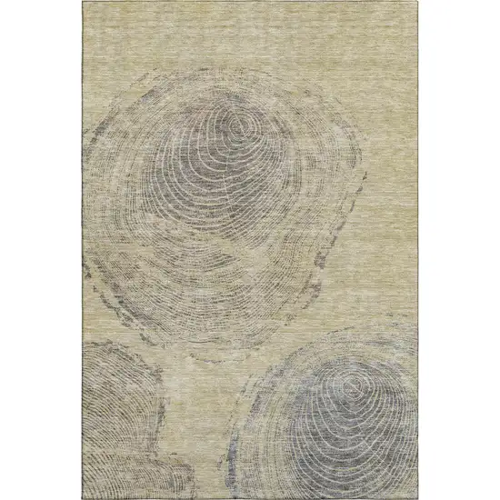 Beige And Gray Woodland Lodge Washable Area Rug With UV Protection Photo 1