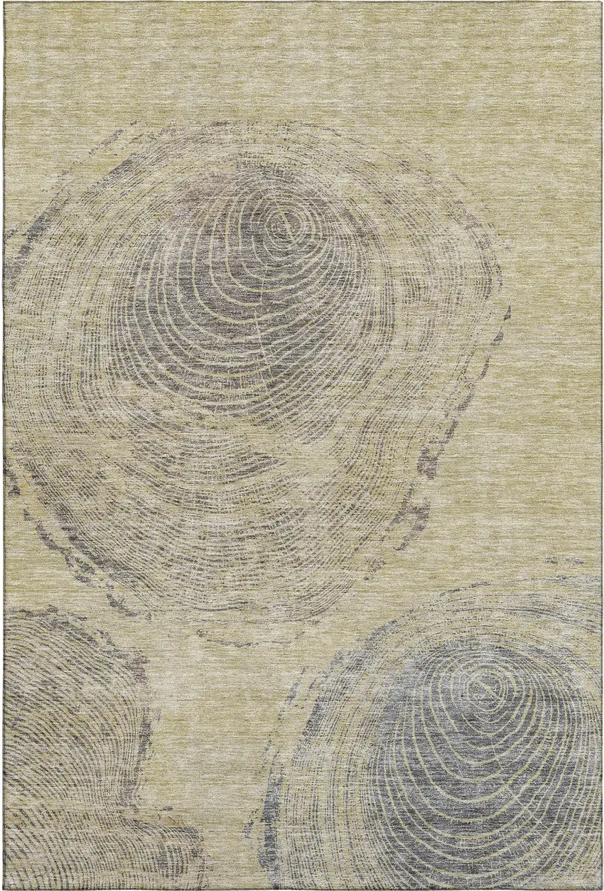 Beige And Gray Woodland Lodge Washable Area Rug With UV Protection Photo 1