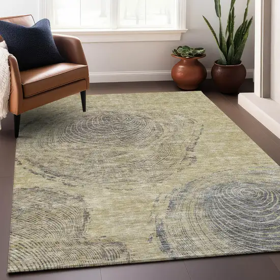 Beige And Gray Woodland Lodge Washable Area Rug With UV Protection Photo 5