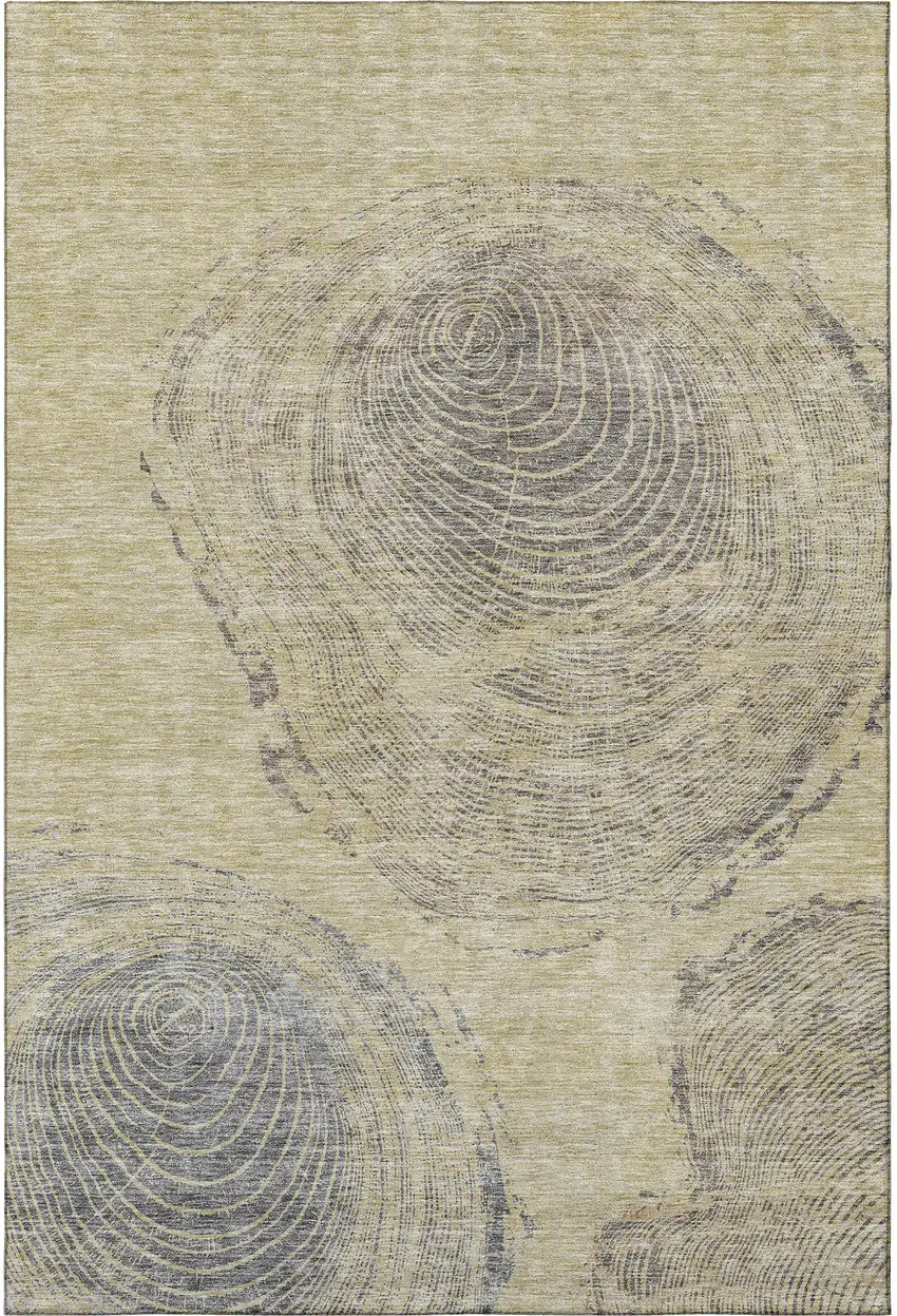 Beige And Gray Woodland Lodge Washable Area Rug With UV Protection Photo 3
