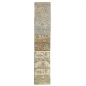 Photo of Beige And Gray Wool Abstract Hand Knotted Area Rug