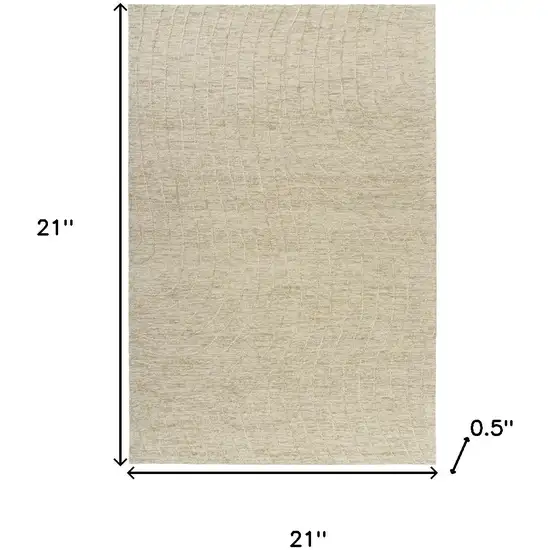 Beige And Gray Wool Abstract Hand Tufted Square Rug Photo 3