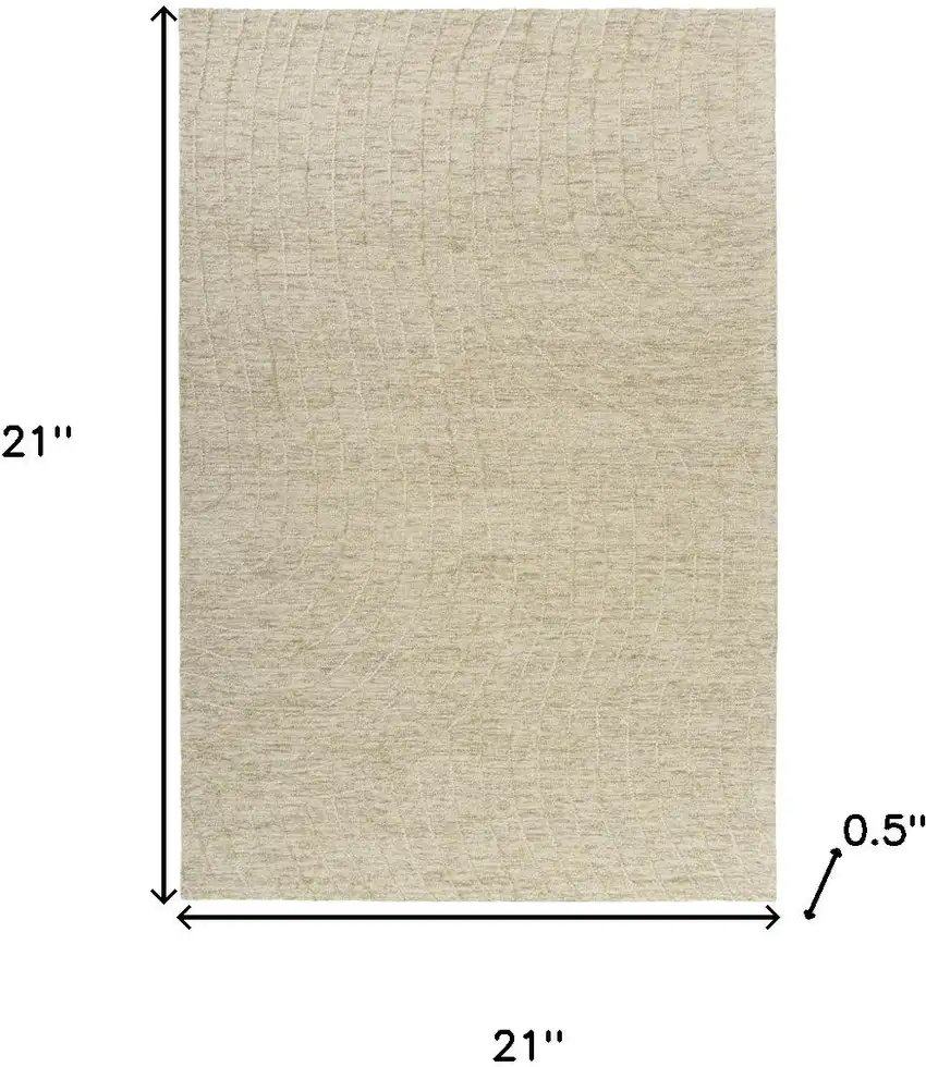 Beige And Gray Wool Abstract Hand Tufted Square Rug Photo 3