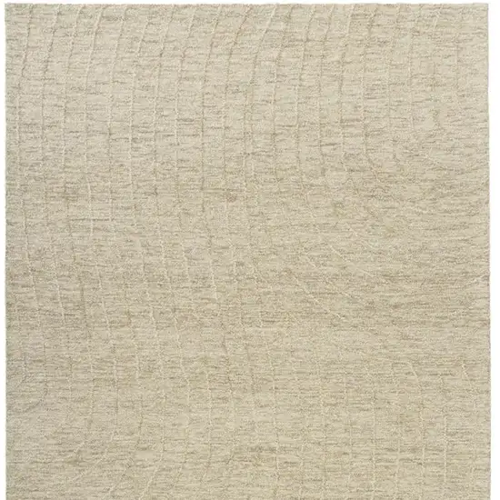 Beige And Gray Wool Abstract Hand Tufted Square Rug Photo 5