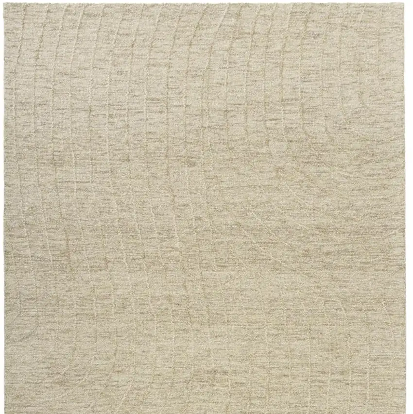 Beige And Gray Wool Abstract Hand Tufted Square Rug Photo 5