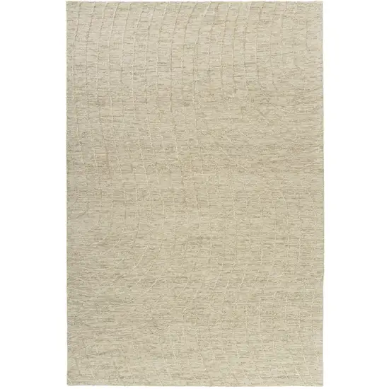 Beige And Gray Wool Abstract Hand Tufted Square Rug Photo 2