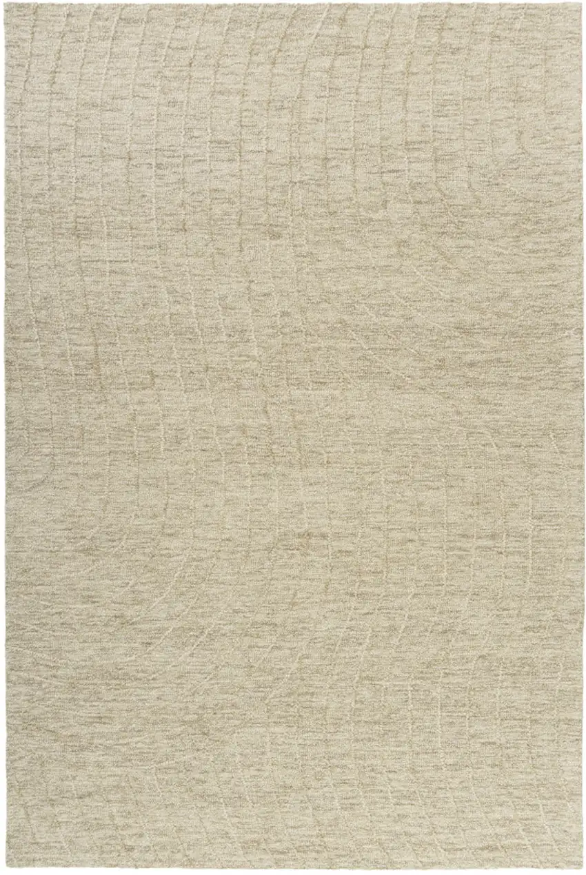 Beige And Gray Wool Abstract Hand Tufted Square Rug Photo 2