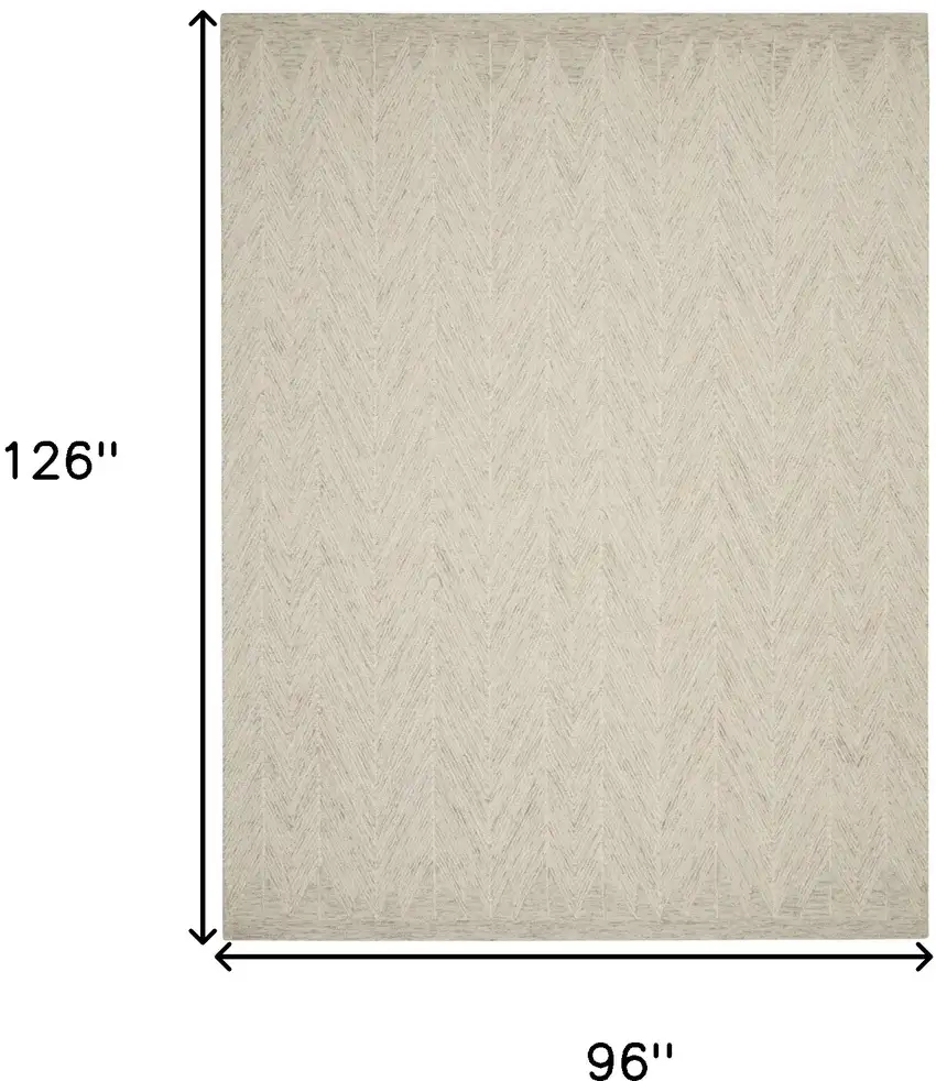 Beige And Gray Wool Chevron Area Rug Photo 3