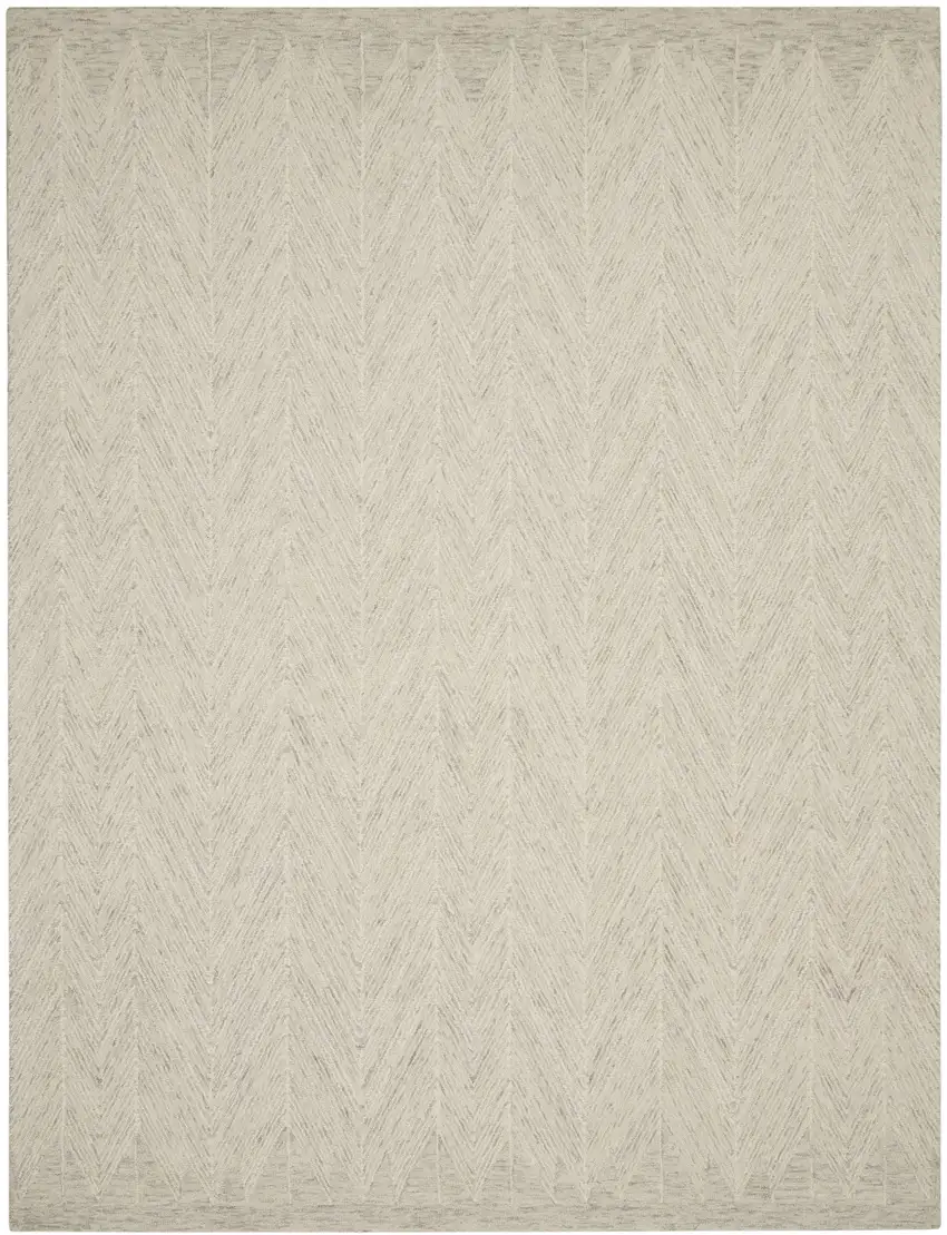 Beige And Gray Wool Chevron Area Rug Photo 4